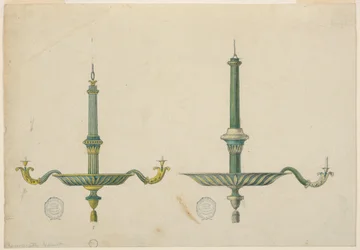 Drawing, Two Elevations for a Chandelier